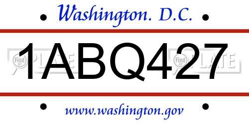 1ABQ427 District Of Columbia License Plate