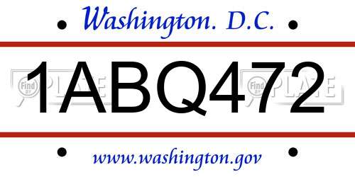 1ABQ472 District Of Columbia License Plate