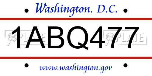1ABQ477 District Of Columbia License Plate
