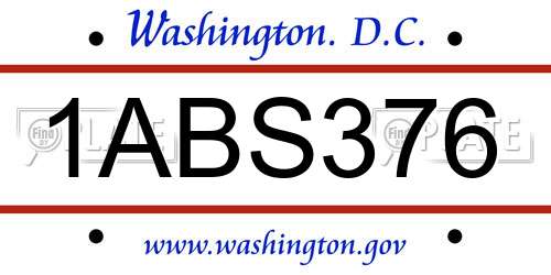1ABS376 District Of Columbia License Plate