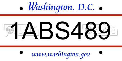 1ABS489 District Of Columbia License Plate