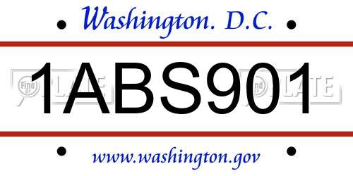 1ABS901 District Of Columbia License Plate