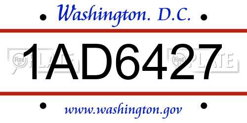 1AD6427 District Of Columbia License Plate