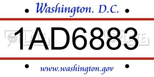 1AD6883 District Of Columbia License Plate