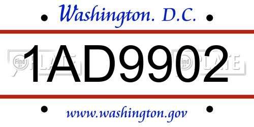 1AD9902 District Of Columbia License Plate