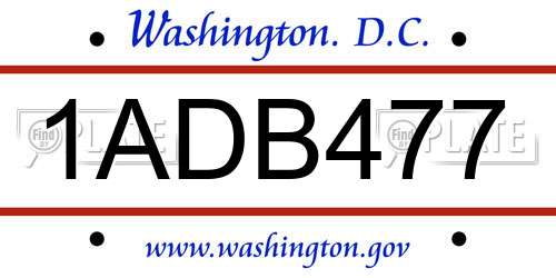 1ADB477 District Of Columbia License Plate