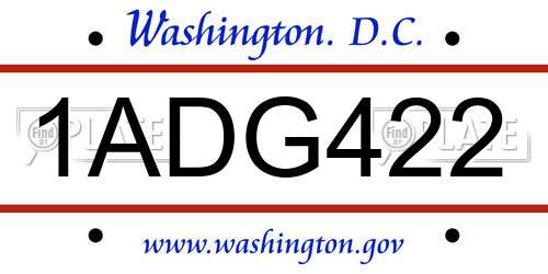1ADG422 District Of Columbia License Plate
