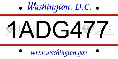 1ADG477 District Of Columbia License Plate