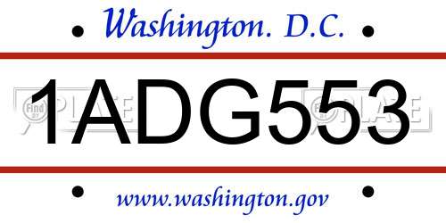 1ADG553 District Of Columbia License Plate