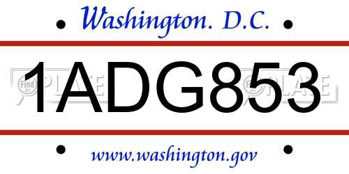 1ADG853 District Of Columbia License Plate