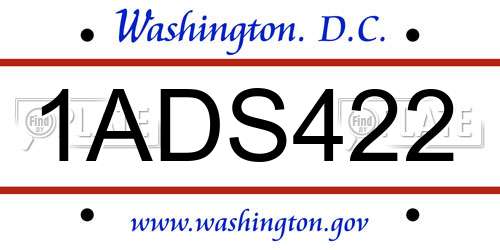 1ADS422 District Of Columbia License Plate