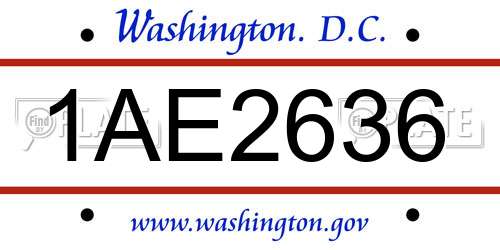 1AE2636 District Of Columbia License Plate