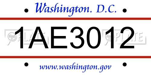 1AE3012 District Of Columbia License Plate