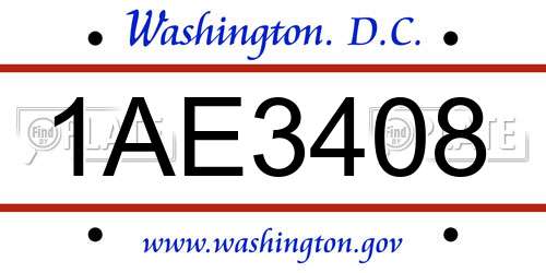 1AE3408 District Of Columbia License Plate