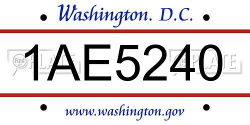 1AE5240 District Of Columbia License Plate