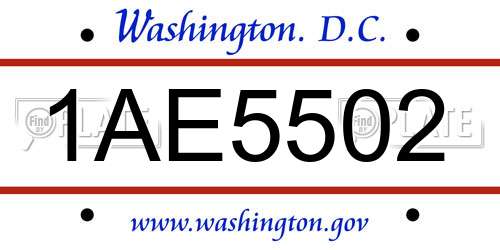 1AE5502 District Of Columbia License Plate