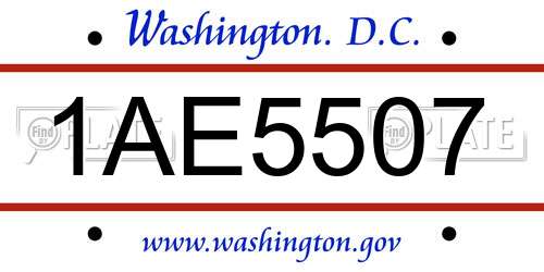 1AE5507 District Of Columbia License Plate