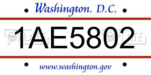 1AE5802 District Of Columbia License Plate