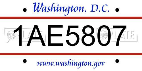 1AE5807 District Of Columbia License Plate
