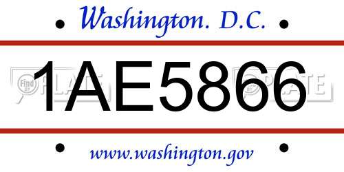 1AE5866 District Of Columbia License Plate
