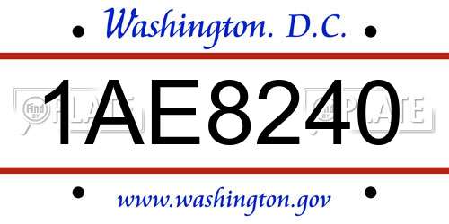 1AE8240 District Of Columbia License Plate