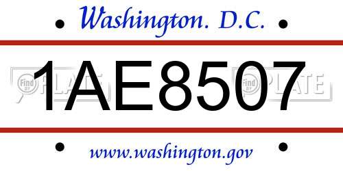 1AE8507 District Of Columbia License Plate