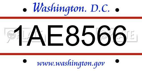 1AE8566 District Of Columbia License Plate