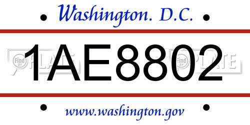1AE8802 District Of Columbia License Plate