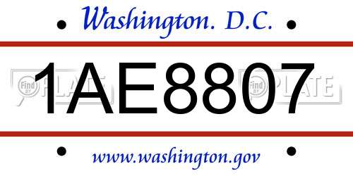 1AE8807 District Of Columbia License Plate