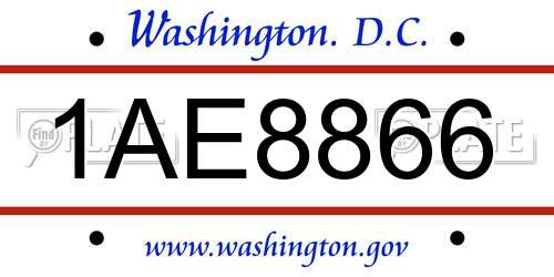 1AE8866 District Of Columbia License Plate