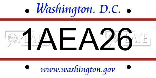 1AEA26 District Of Columbia License Plate