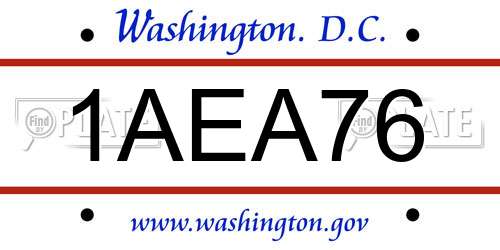 1AEA76 District Of Columbia License Plate