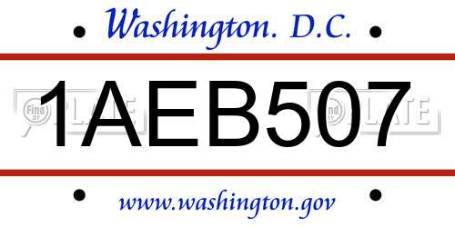 1AEB507 District Of Columbia License Plate
