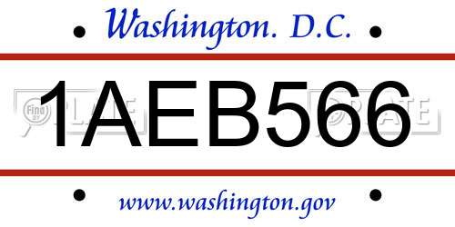 1AEB566 District Of Columbia License Plate