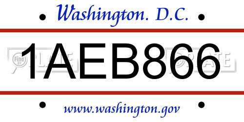 1AEB866 District Of Columbia License Plate