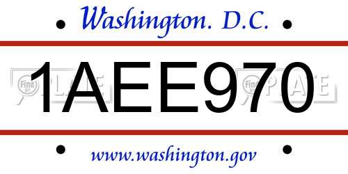 1AEE970 District Of Columbia License Plate