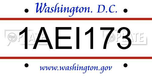 1AEI173 District Of Columbia License Plate