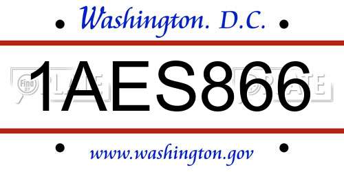 1AES866 District Of Columbia License Plate