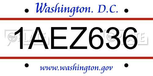 1AEZ636 District Of Columbia License Plate