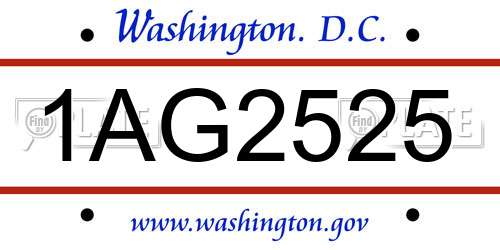 1AG2525 District Of Columbia License Plate