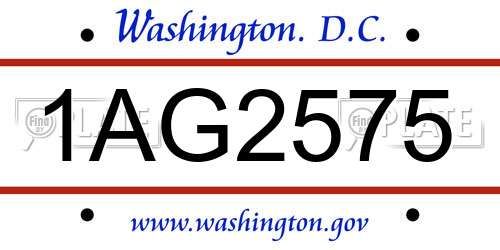 1AG2575 District Of Columbia License Plate
