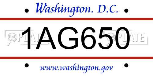 1AG650 District Of Columbia License Plate