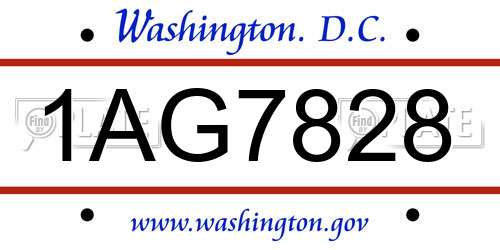 1AG7828 District Of Columbia License Plate