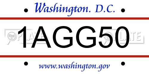 1AGG50 District Of Columbia License Plate