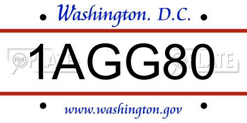 1AGG80 District Of Columbia License Plate
