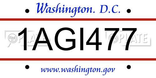 1AGI477 District Of Columbia License Plate