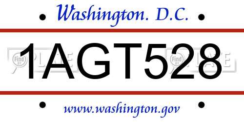 1AGT528 District Of Columbia License Plate