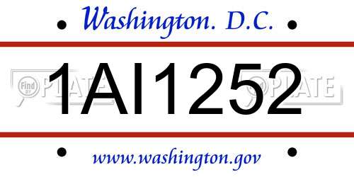 1AI1252 District Of Columbia License Plate