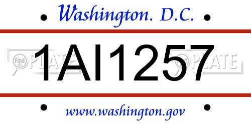 1AI1257 District Of Columbia License Plate