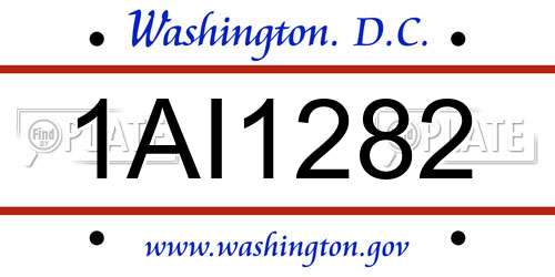 1AI1282 District Of Columbia License Plate